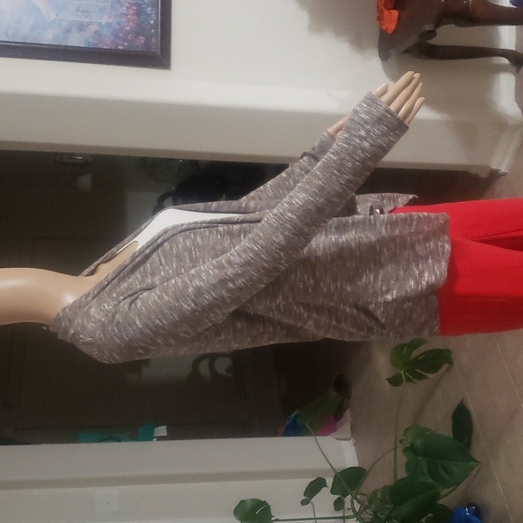 NWOT Naif L layered cardigan lightweight marled grey soft flowy boho - Picture 3 of 9